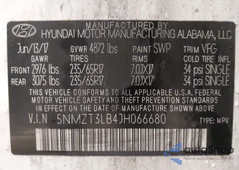 2018 Hyundai Santa Fe Sport 2.4L z USA, uszkodzony, nr VIN 5NMZT3LB4JH066680